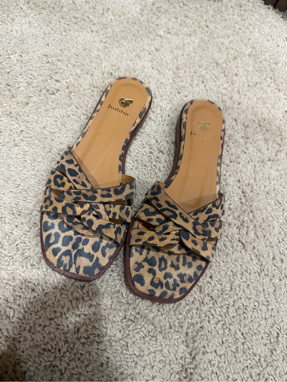 BOBBIES Thais Sandal Leopard Print Slide Sandals - Brown - Picture 3 of 4